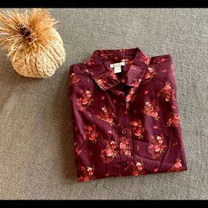 Floral button up cotton blouse